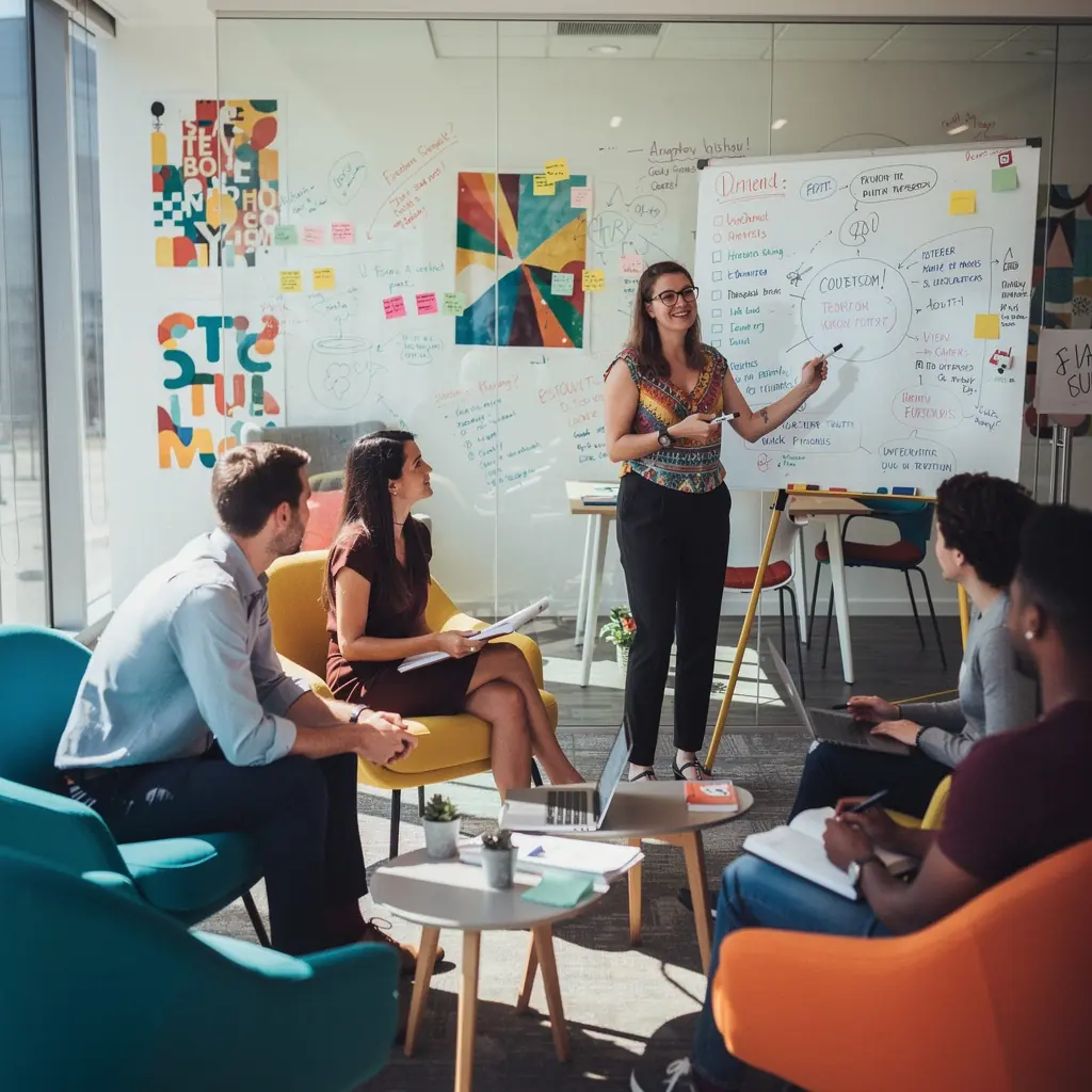 Viesu zona ar komfortablām dīvāniem un zaļajiem augiem, kas veido patīkamu gaisotni.